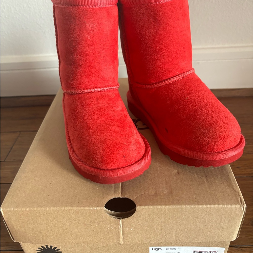 LIKE NEW UGG Kids Red Suede Boots SZ 12 Toddler